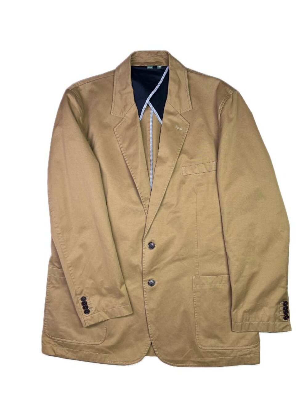 Orvis Men's 44R Light Brown Blazer Jacket Washed Casual Sport Coat Cotton